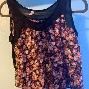 Pink and Black Flower Blouse Size M
